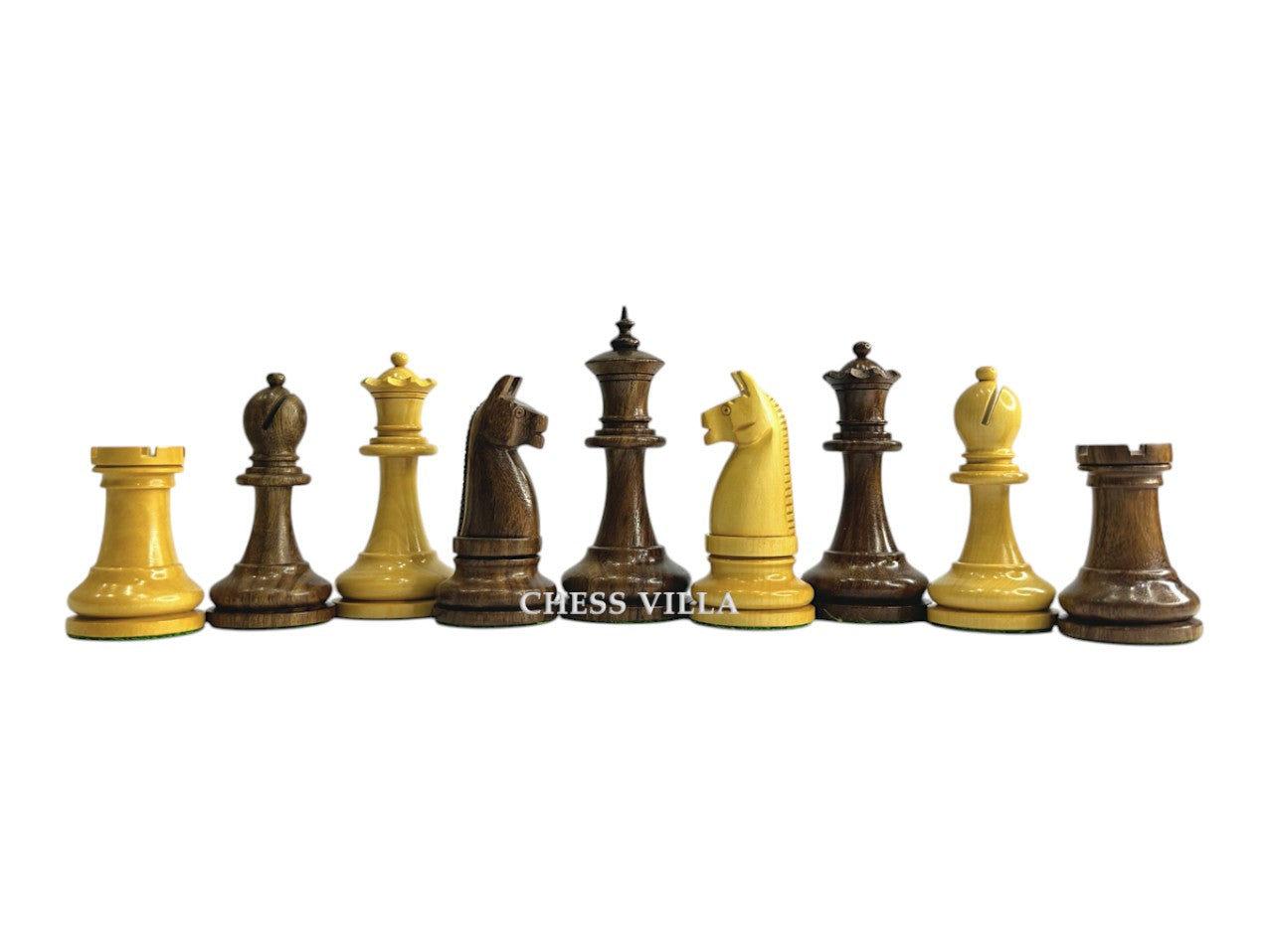 1900s' American Chess Company Reproduction Chess Set - Chess Pieces Only - Weighted Golden Rosewood- 3.8" King