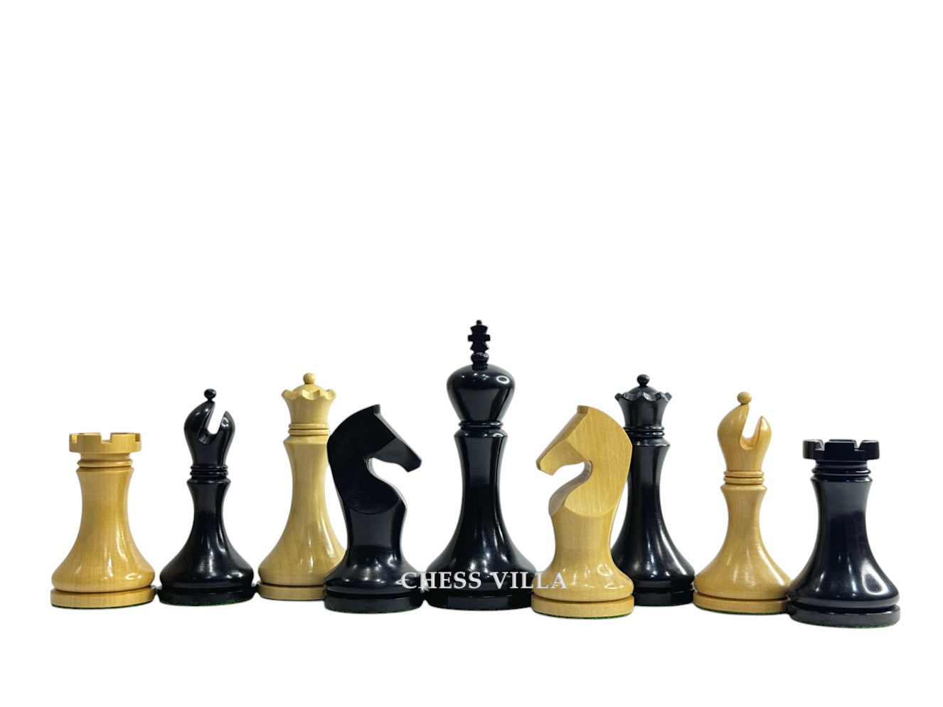 3.9" Zadar Series Modern Minimalist Chess Set - Chess Pieces Only - Weighted Ebonised Boxwood