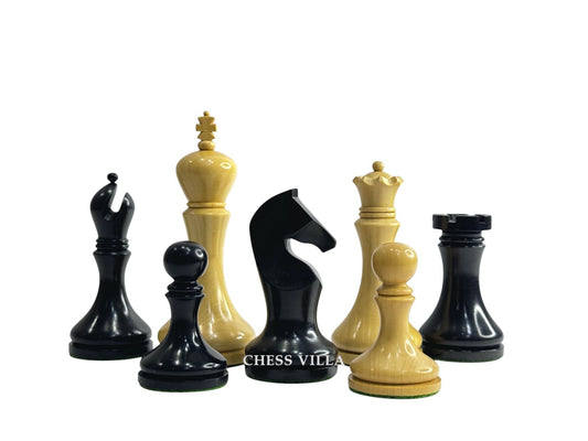 3.9" Zadar Series Modern Minimalist Chess Set - Chess Pieces Only - Weighted Ebonised Boxwood