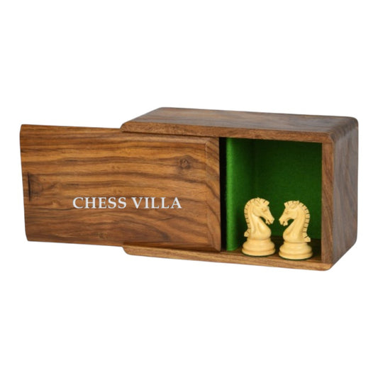 Golden Rosewood Chess Pieces Storage Box For Chessmen Set Upto 4.5 inch