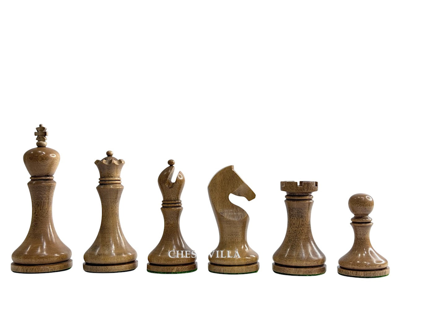 3.9" Zadar Series Modern Minimalist Chess Set- Chess Pieces Only - Weighted Distressed Antique Boxwood & Ebonised Boxwood
