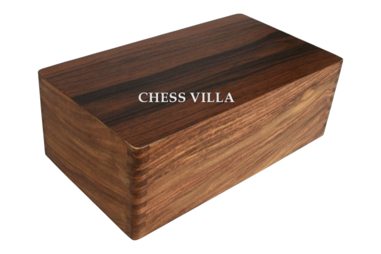Golden Rosewood Chess Pieces Storage Box For Chessmen Set Upto 4.5 inch