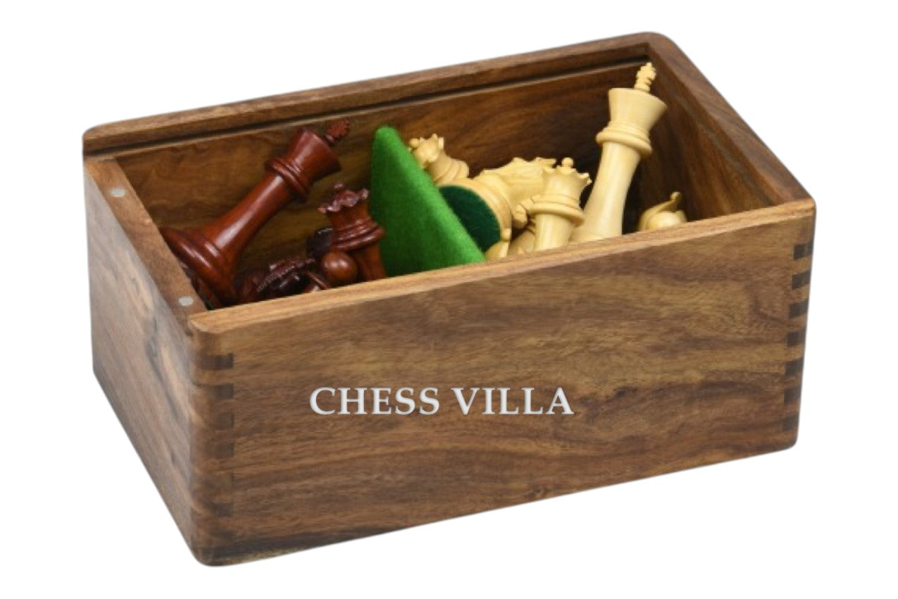 Golden Rosewood Chess Pieces Storage Box For Chessmen Set Upto 4.5 inch