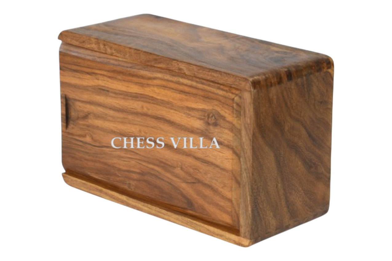 Golden Rosewood Chess Pieces Storage Box For Chessmen Set Upto 4.5 inch