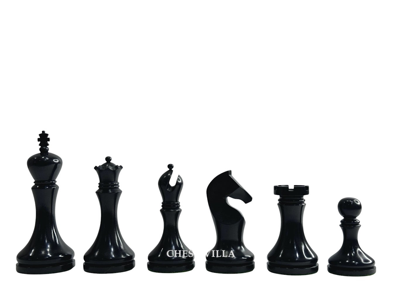 3.9" Zadar Series Modern Minimalist Chess Set- Chess Pieces Only - Weighted Distressed Antique Boxwood & Ebonised Boxwood