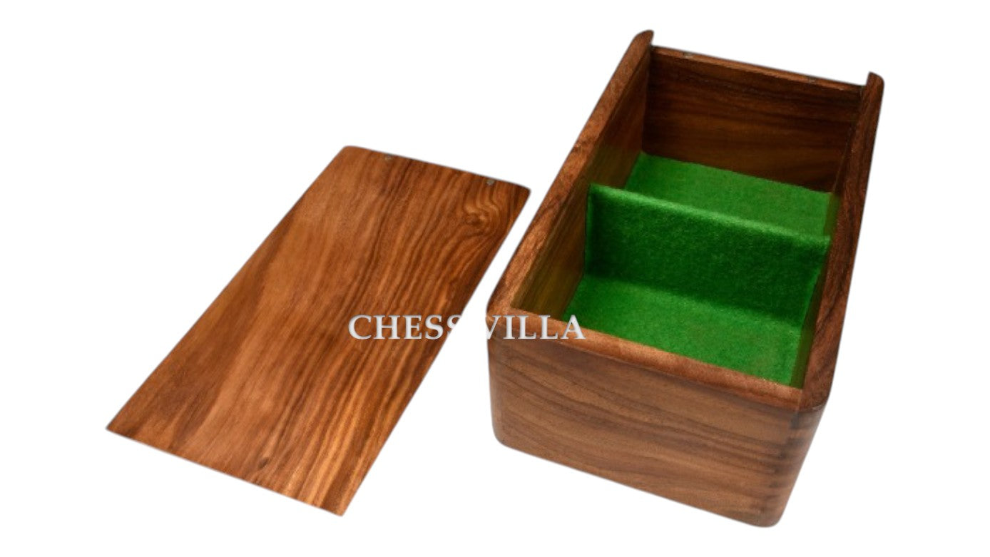 Golden Rosewood Chess Pieces Storage Box For Chessmen Set Upto 4.5 inch