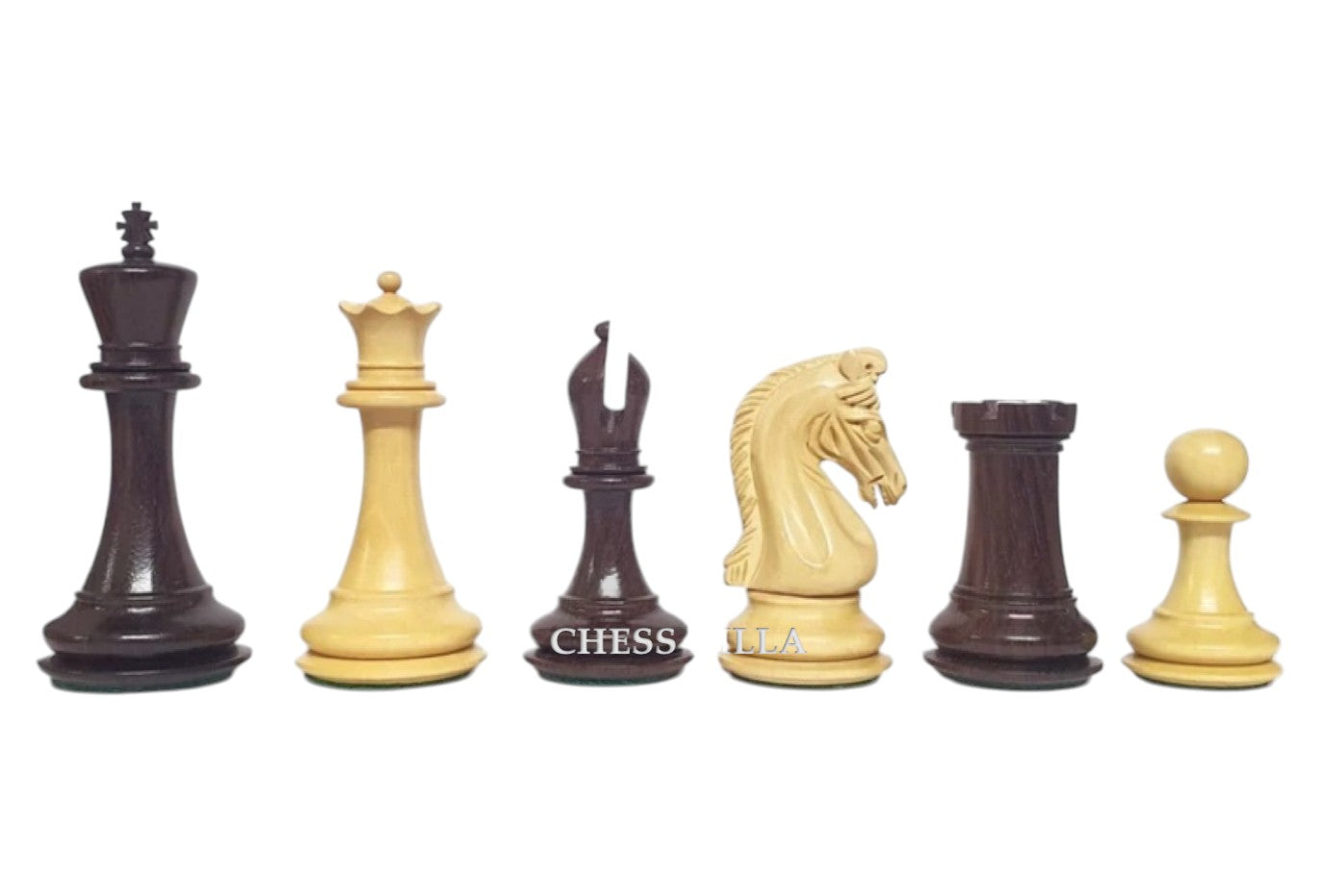 3.9" Imperial Series Reproduced Staunton Chess Pieces Set Only- Weighted Rosewood & Boxwood Pieces