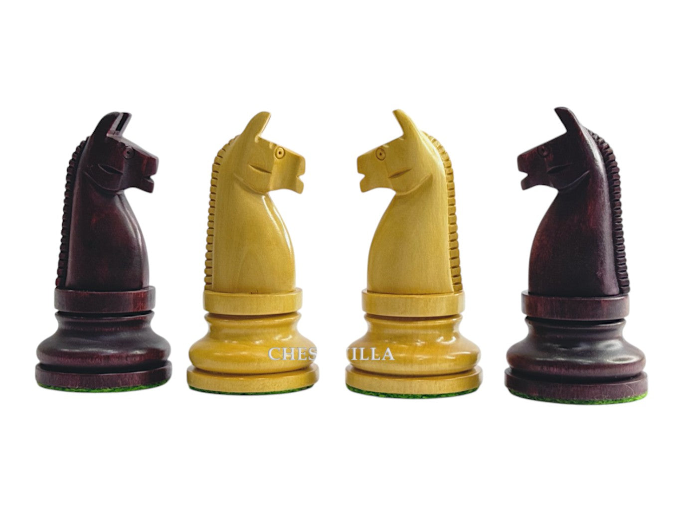 1900s' American Chess Company Reproduction Chess Set - Chess Pieces Only - Weighted Mahogany Stained & Boxwood- 3.8" King