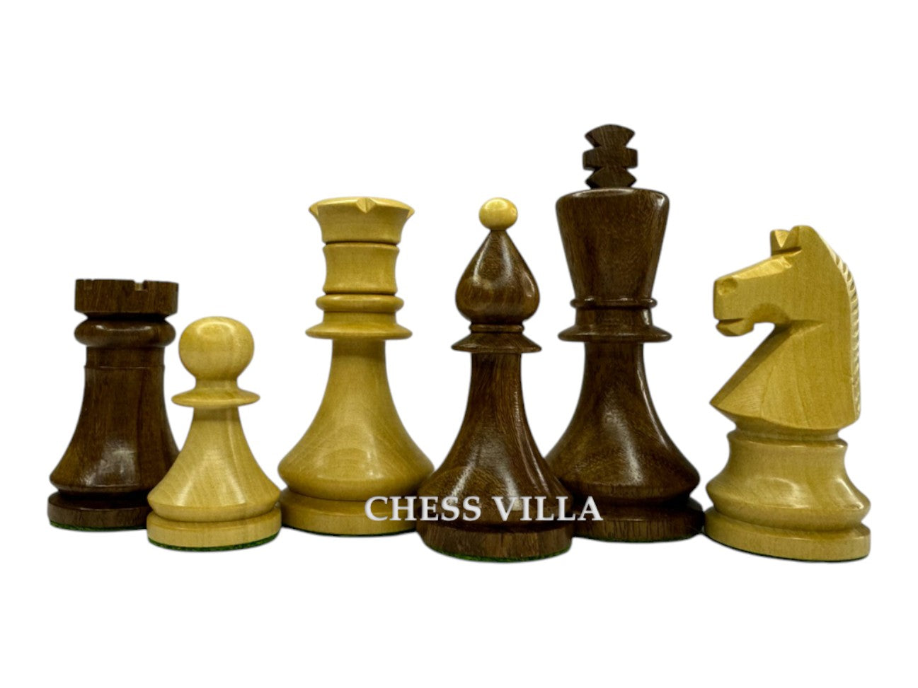 3.8" Romanian Hungarian Chess Pieces only set - Weighted Golden Rosewood
