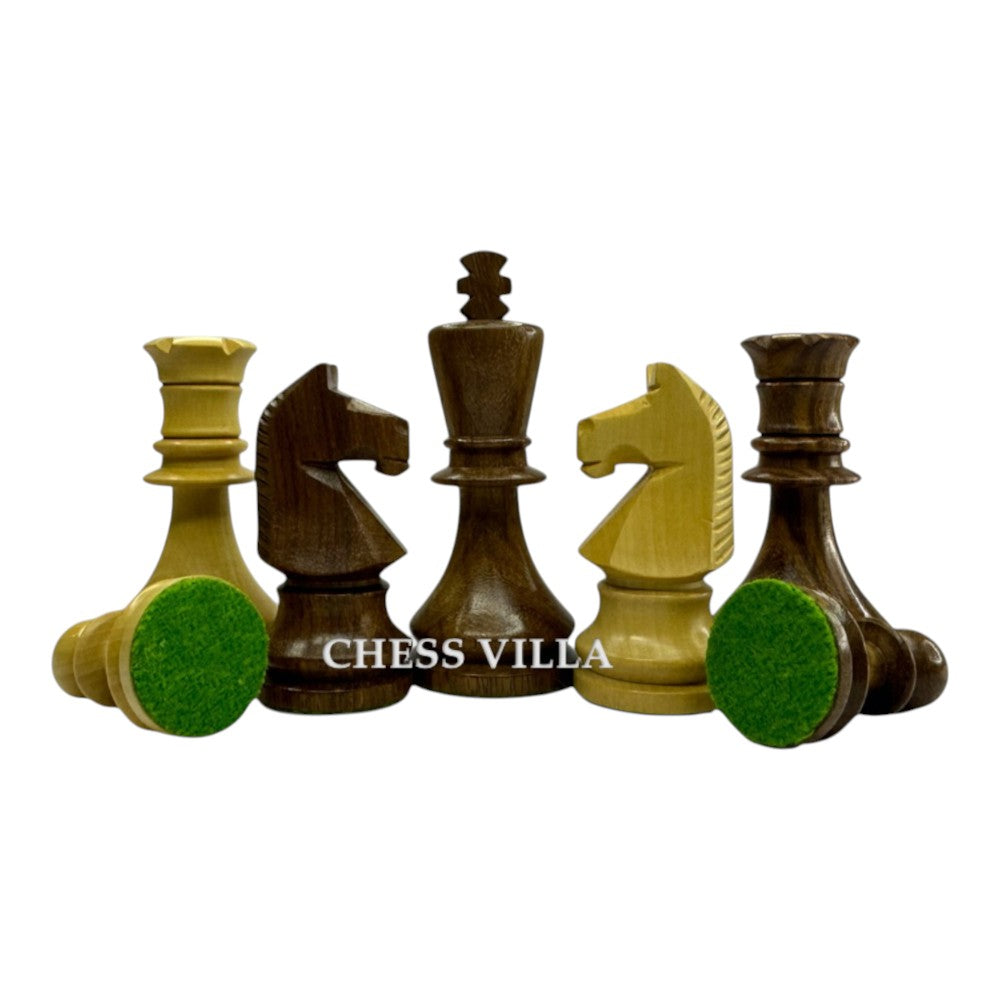 3.8" Romanian Hungarian Chess Pieces only set - Weighted Golden Rosewood