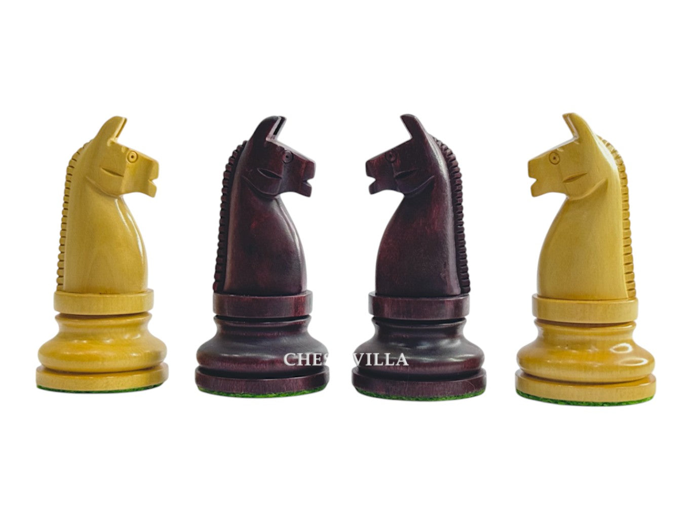 1900s' American Chess Company Reproduction Chess Set - Chess Pieces Only - Weighted Mahogany Stained & Boxwood- 3.8" King