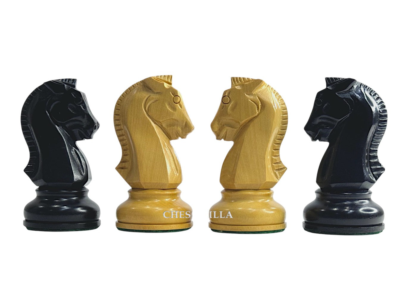 1950s" Fischer Dubrovnik Reproduction Chess Pieces Only - Boxwood & Ebonised Boxwood - 3.75 King