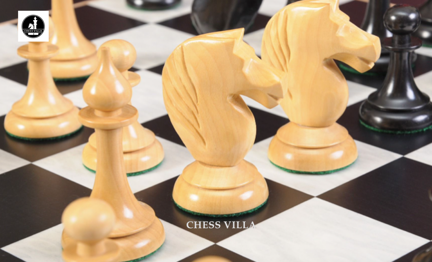 1950s Soviet Latvian Reproduced Chess Pieces Only Set - Weighted Ebonised Boxwood & Boxwood