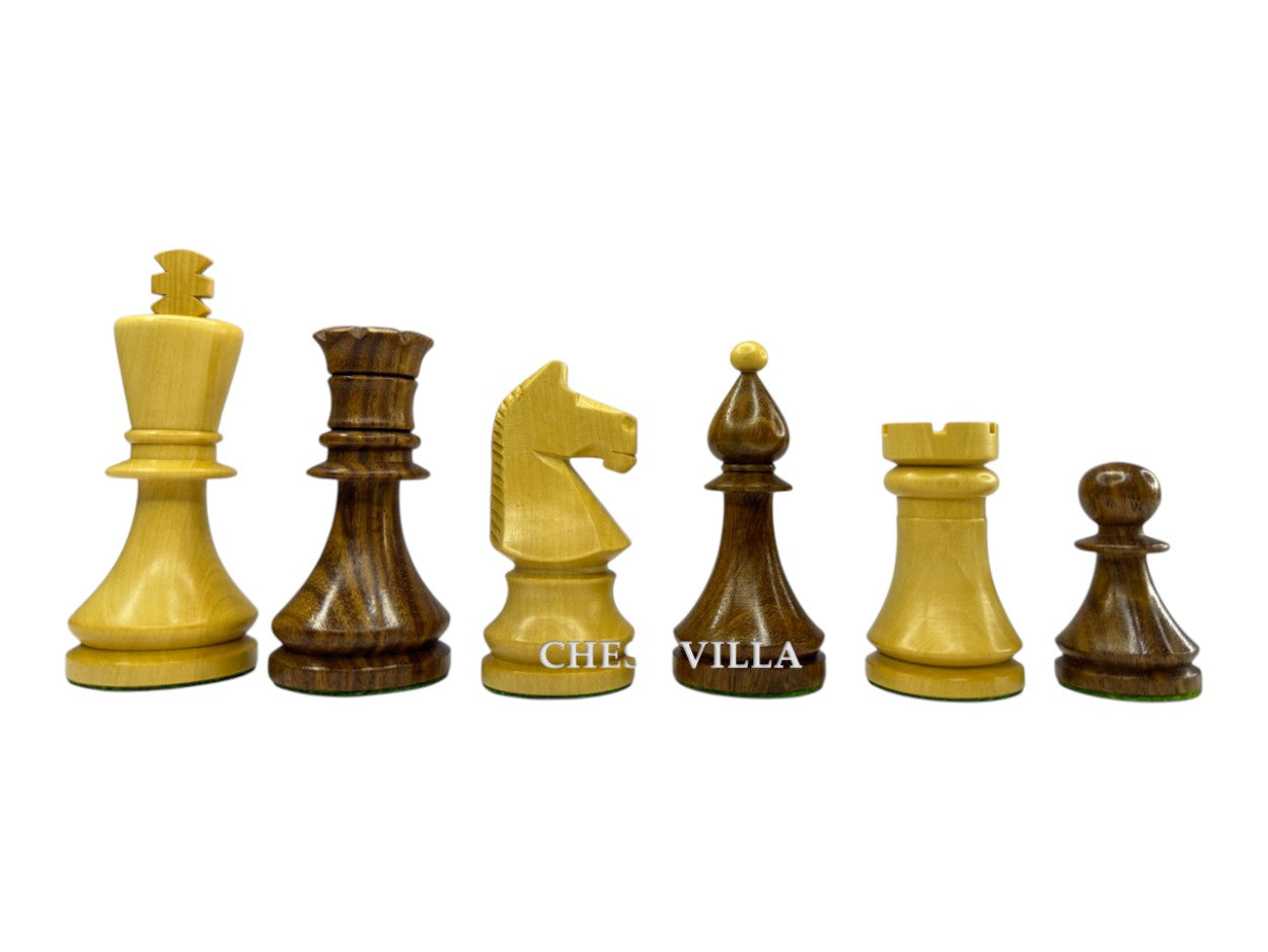 3.8" Romanian Hungarian Chess Pieces only set - Weighted Golden Rosewood