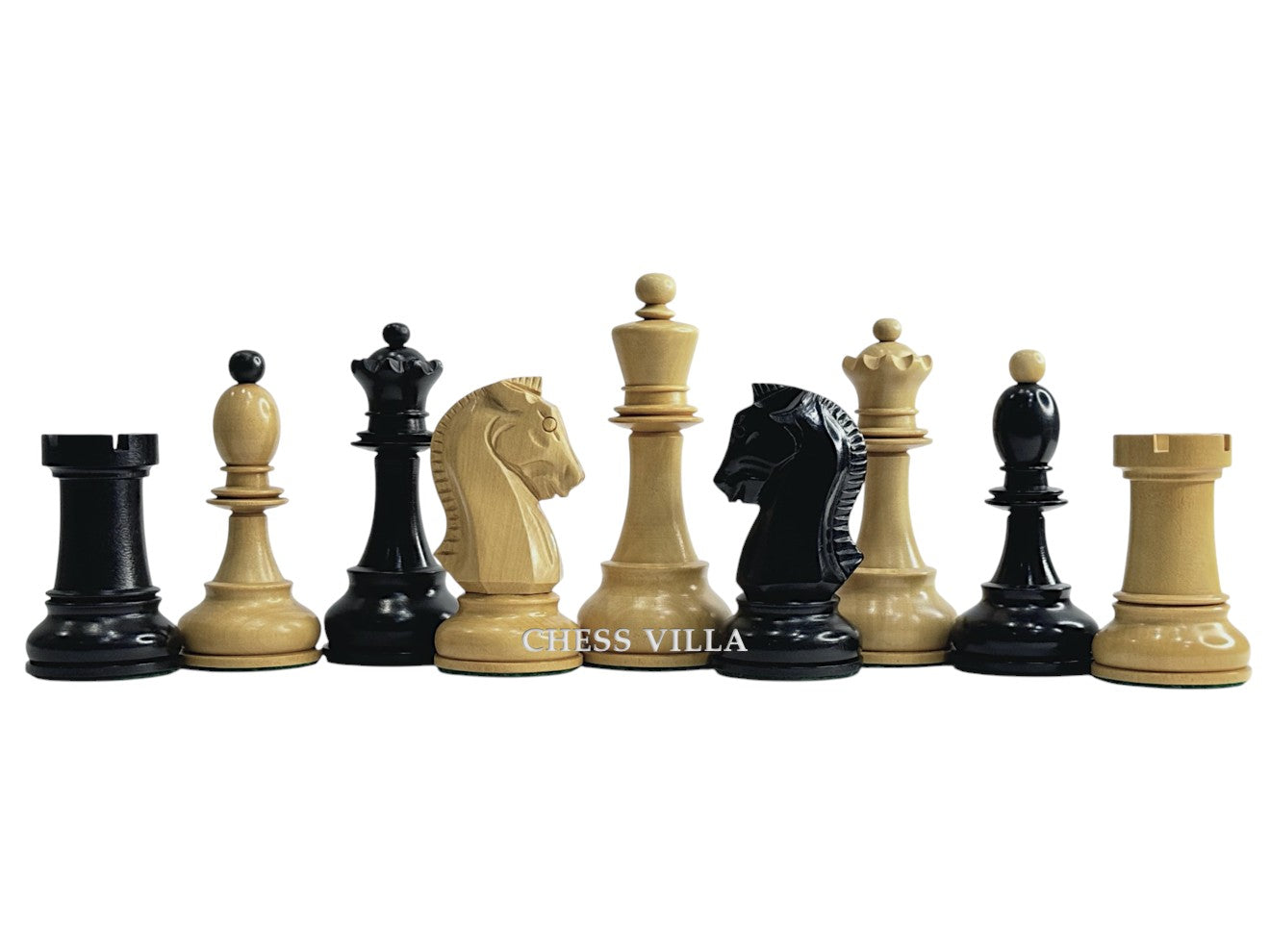 1950s" Fischer Dubrovnik Reproduction Chess Pieces Only - Boxwood & Ebonised Boxwood - 3.75 King