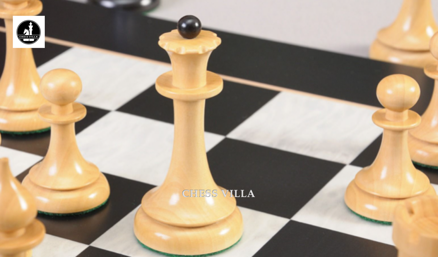 1950s Soviet Latvian Reproduced Chess Pieces Only Set - Weighted Ebonised Boxwood & Boxwood