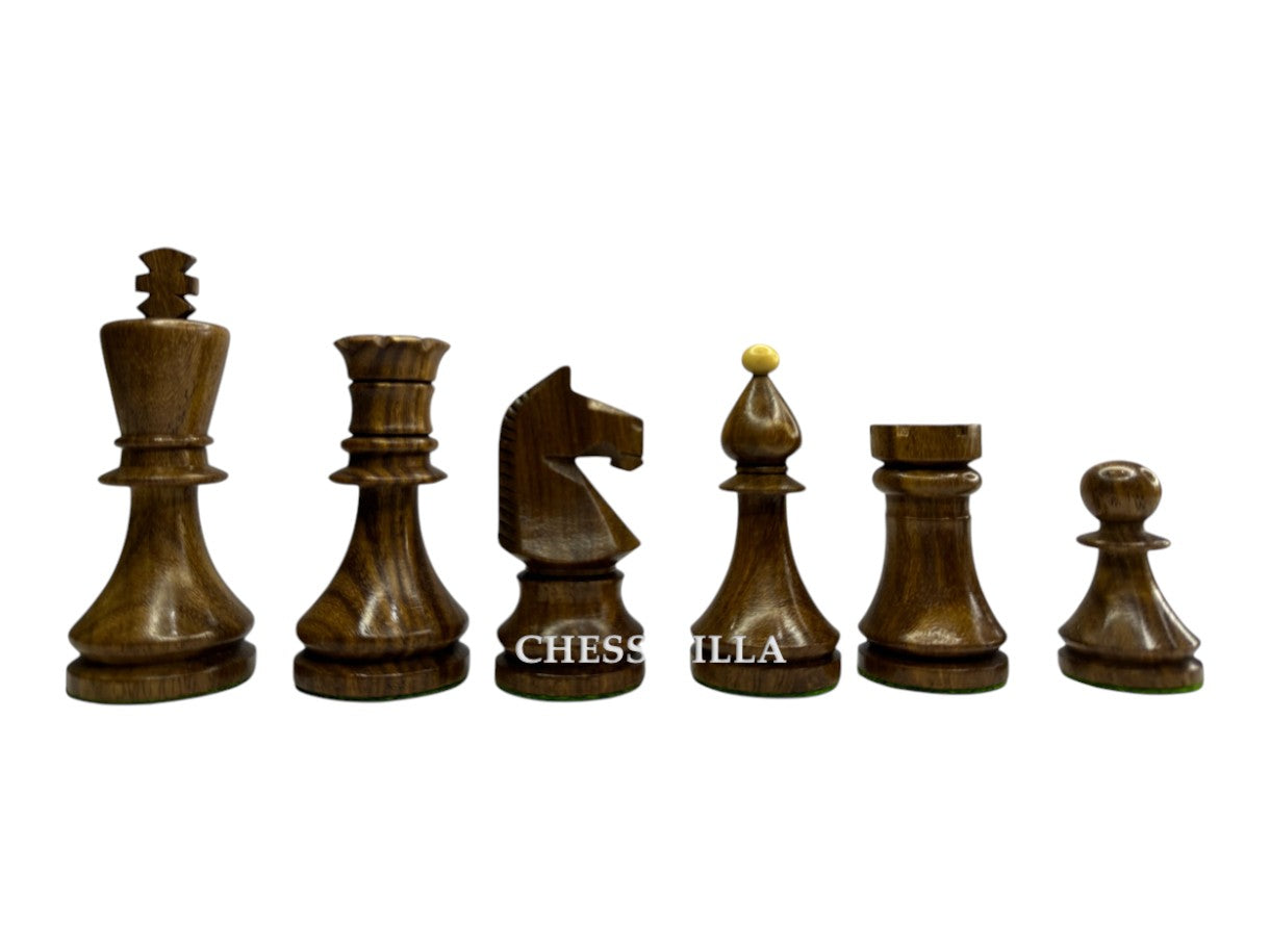 3.8" Romanian Hungarian Chess Pieces only set - Weighted Golden Rosewood