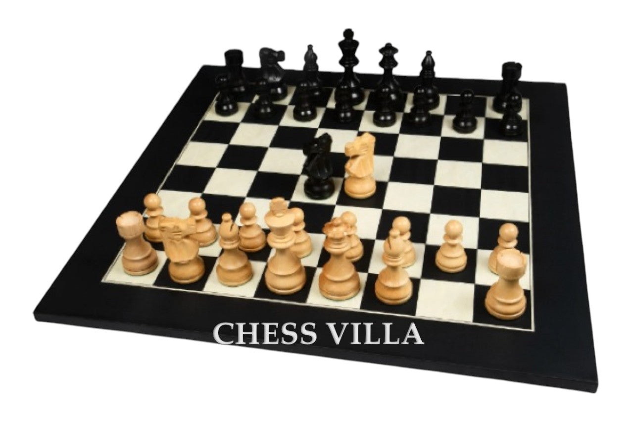 Repro 1890 French Lardy Staunton Chess Pieces Only Set – Ebonised & Boxwood