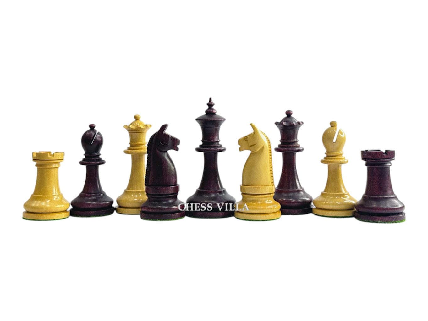 1900s' American Chess Company Reproduction Chess Set - Chess Pieces Only - Weighted Mahogany Stained & Boxwood- 3.8" King
