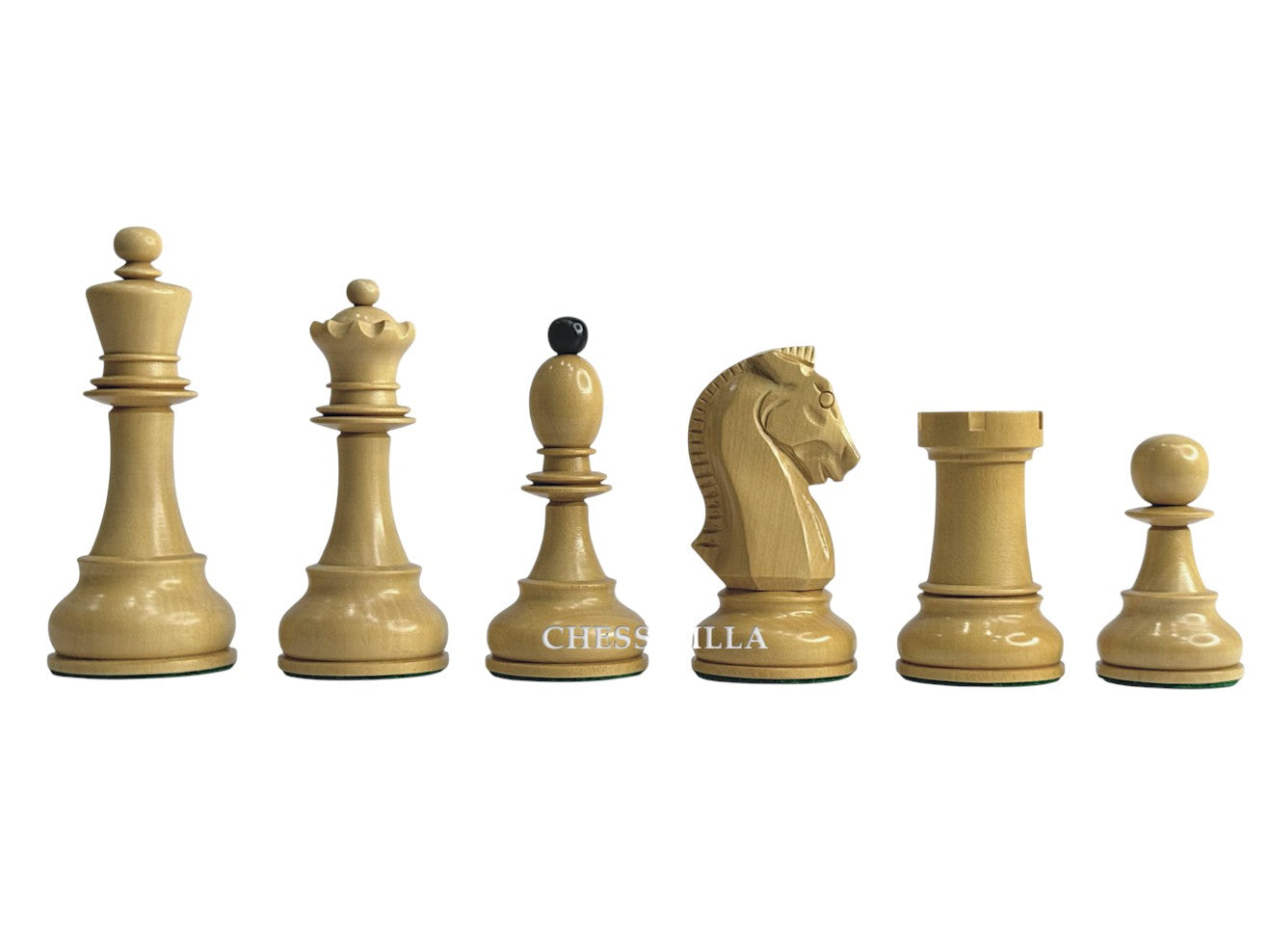 1950s" Fischer Dubrovnik Reproduction Chess Pieces Only - Boxwood & Ebonised Boxwood - 3.75 King
