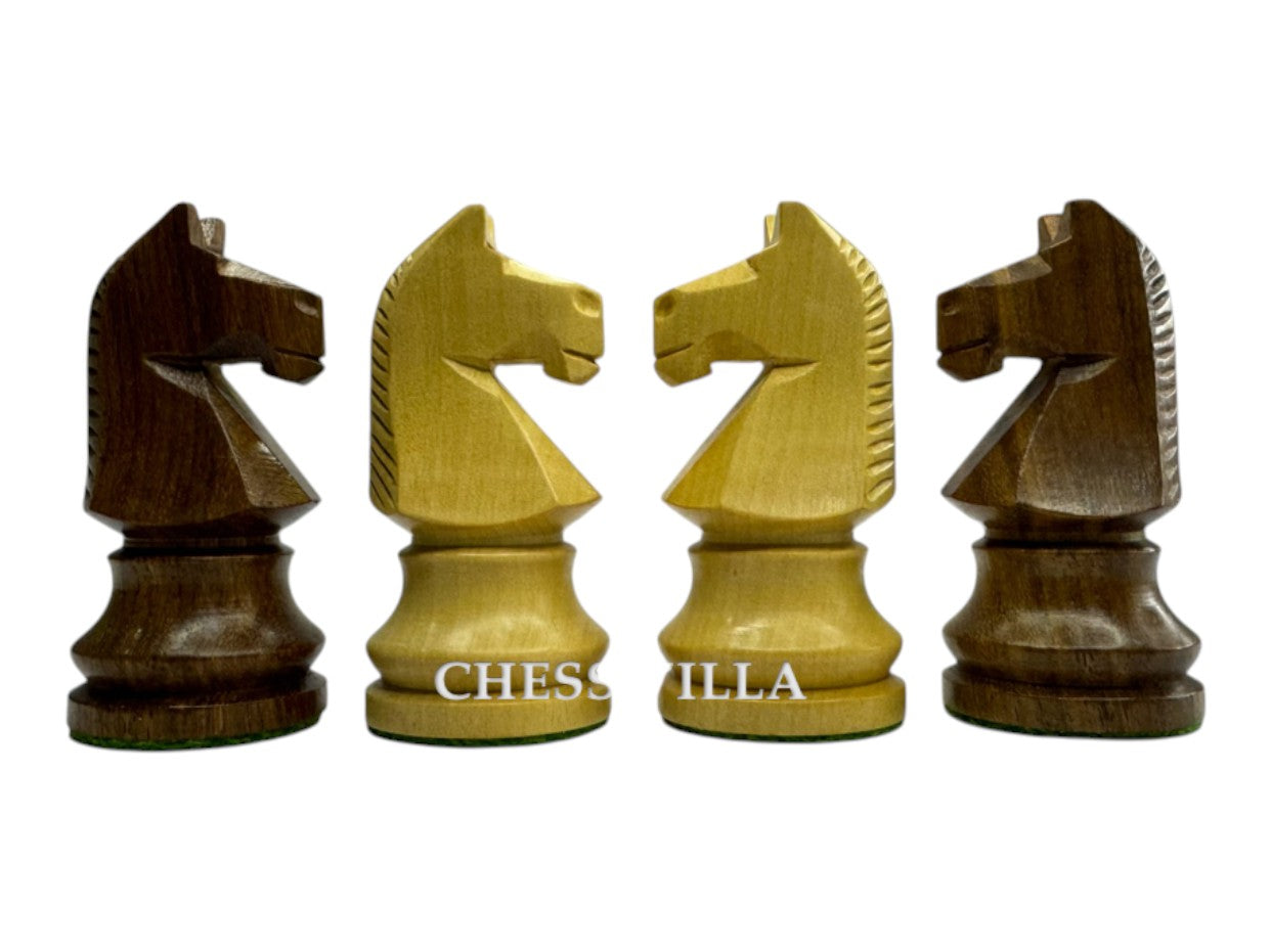 3.8" Romanian Hungarian Chess Pieces only set - Weighted Golden Rosewood