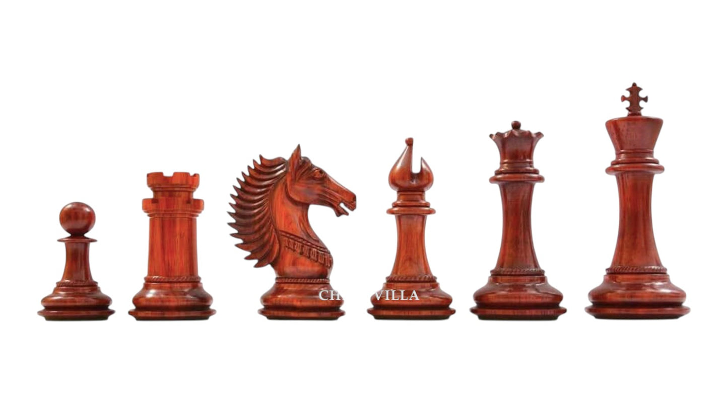 4.6" Copenhagen Luxury Staunton Chess Pieces Only Set- Triple Weighted Budrose Wood