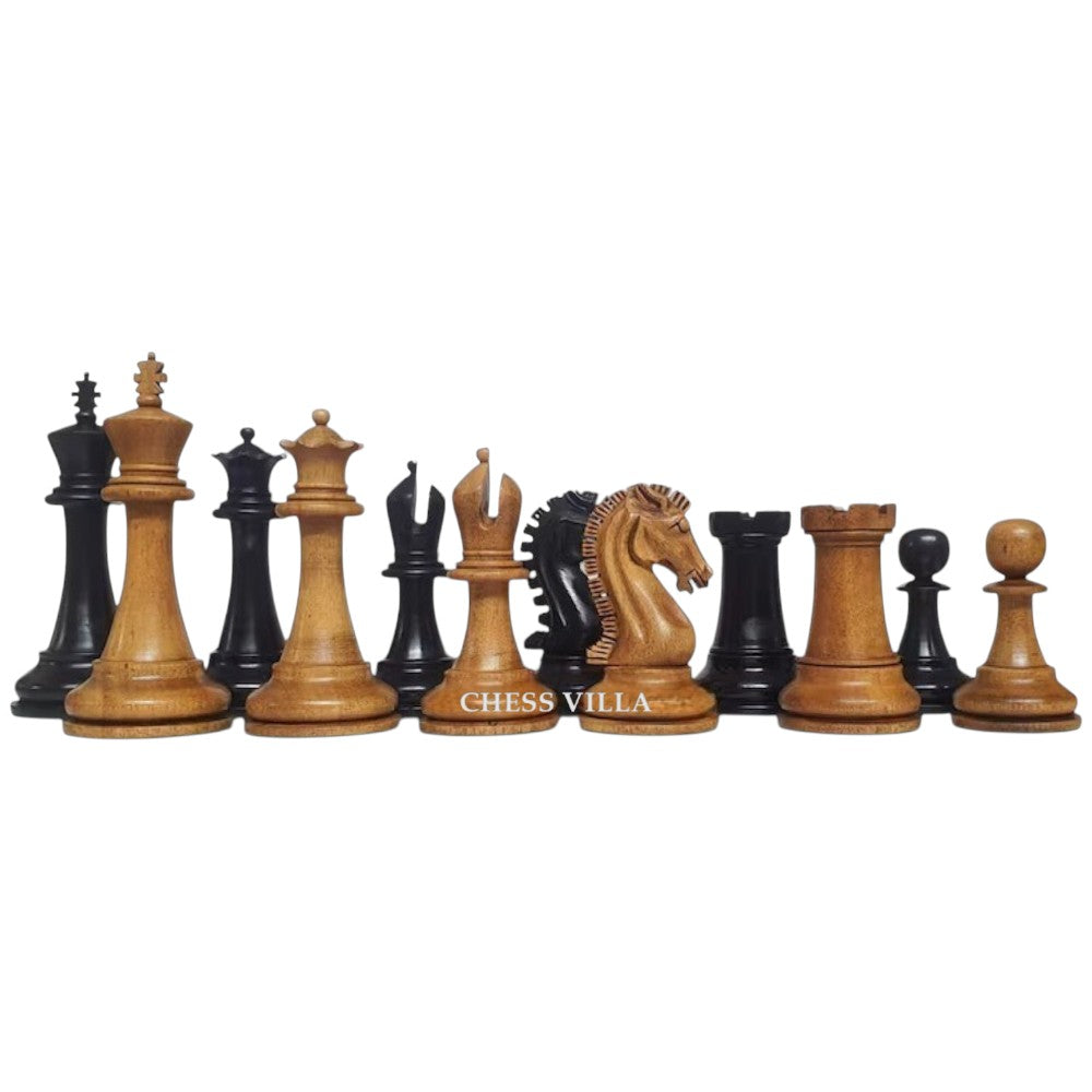 Sinquefield Cup Series Reproduced Staunton Chess Pieces Only set- Double Weighted Distressed Boxwood & Ebony