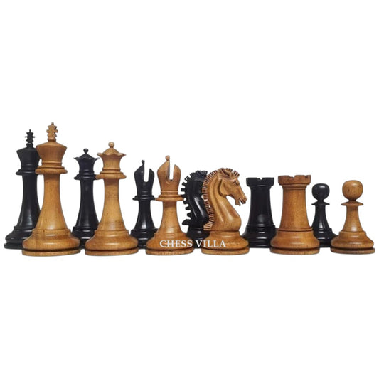 Sinquefield Cup Series Reproduced Staunton Chess Pieces Only set- Double Weighted Distressed Boxwood & Ebonised Boxwood