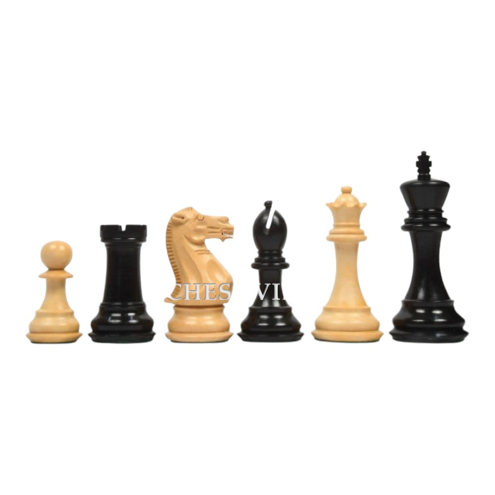 4" Professional Club Staunton Chess Pieces Only Set- Weighted Ebonised Boxwood