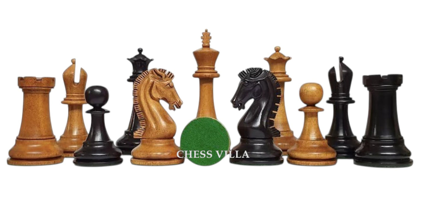 Sinquefield Cup Series Reproduced Staunton Chess Pieces Only set- Double Weighted Distressed Boxwood & Ebony