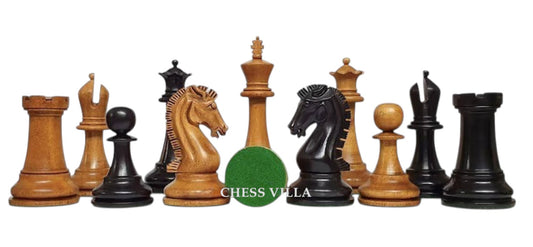 Sinquefield Cup Series Reproduced Staunton Chess Pieces Only set- Double Weighted Distressed Boxwood & Ebonised Boxwood