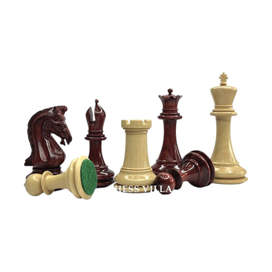 3.9" Imperial Series Reproduced Staunton Chess Pieces Set Only- Weighted Budrose Wood & Boxwood Pieces