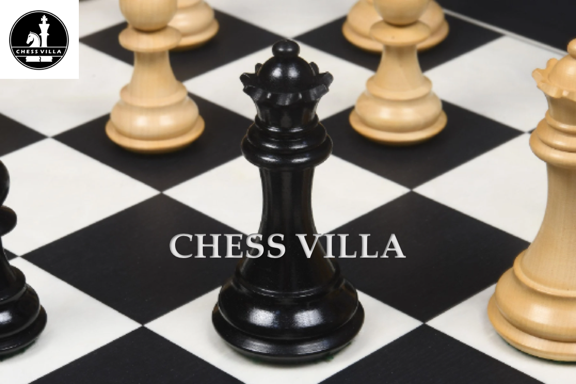 4" Professional Club Staunton Chess Pieces Only Set- Weighted Ebonised Boxwood