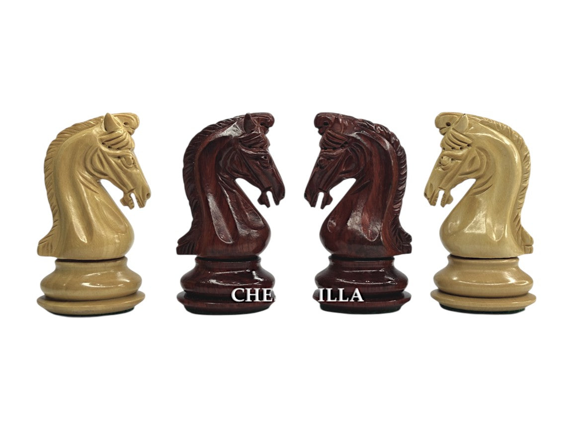 3.9" Imperial Series Reproduced Staunton Chess Pieces Set Only- Weighted Budrose Wood & Boxwood Pieces