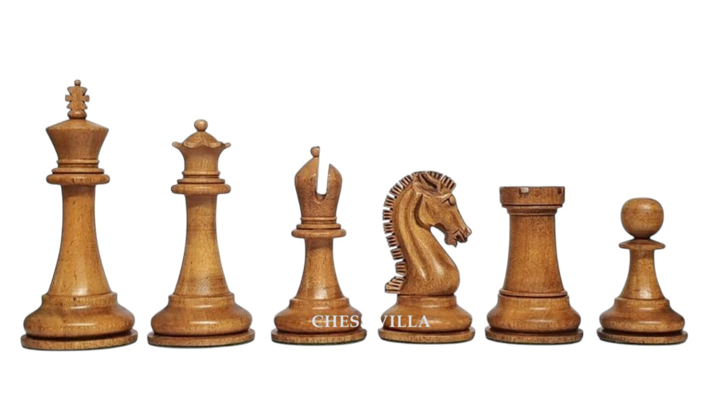 Sinquefield Cup Series Reproduced Staunton Chess Pieces Only set- Double Weighted Distressed Boxwood & Ebony