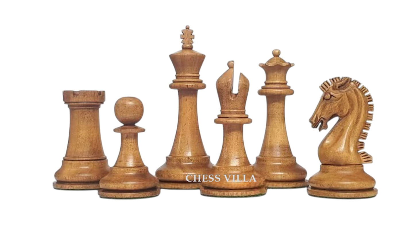 Sinquefield Cup Series Reproduced Staunton Chess Pieces Only set- Double Weighted Distressed Boxwood & Ebony
