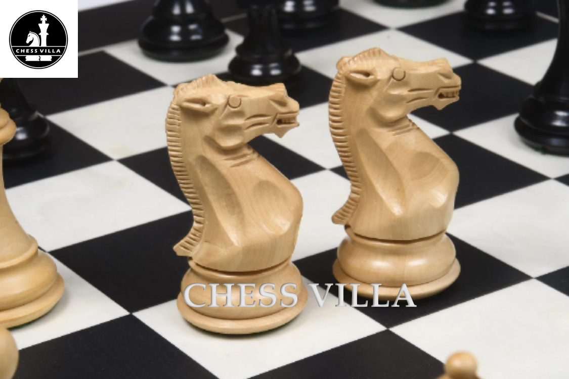 4" Professional Club Staunton Chess Pieces Only Set- Weighted Ebonised Boxwood