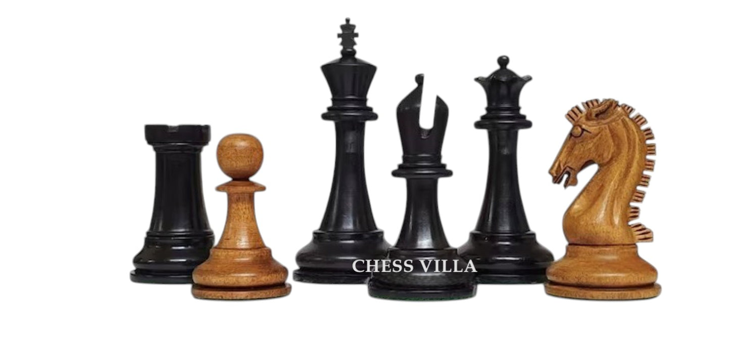 Sinquefield Cup Series Reproduced Staunton Chess Pieces Only set- Double Weighted Distressed Boxwood & Ebony