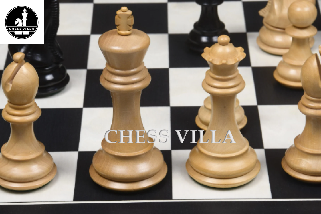 4" Professional Club Staunton Chess Pieces Only Set- Weighted Ebonised Boxwood