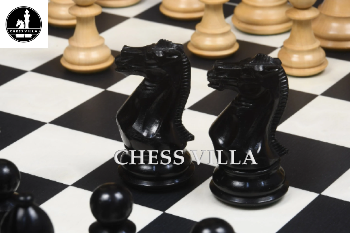 4" Professional Club Staunton Chess Pieces Only Set- Weighted Ebonised Boxwood