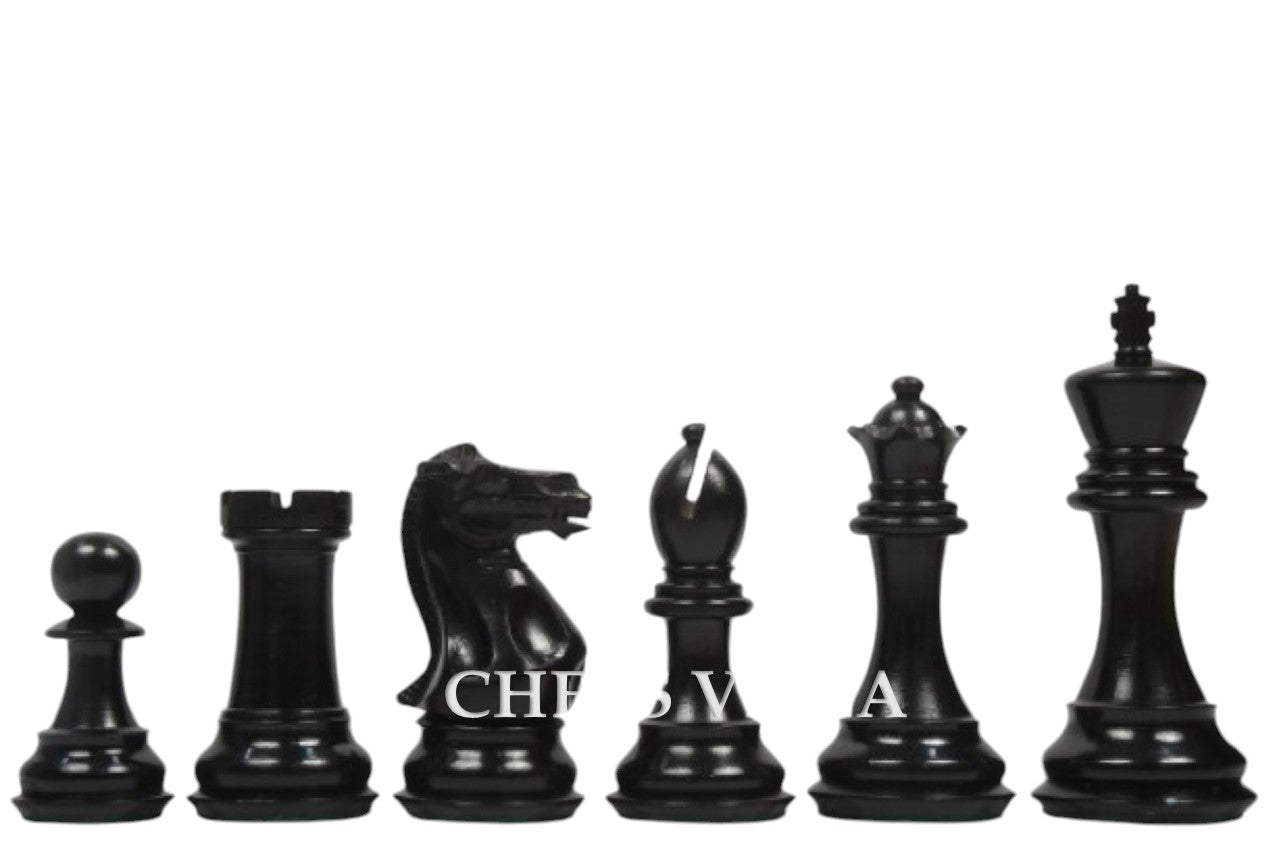 4" Professional Club Staunton Chess Pieces Only Set- Weighted Ebonised Boxwood