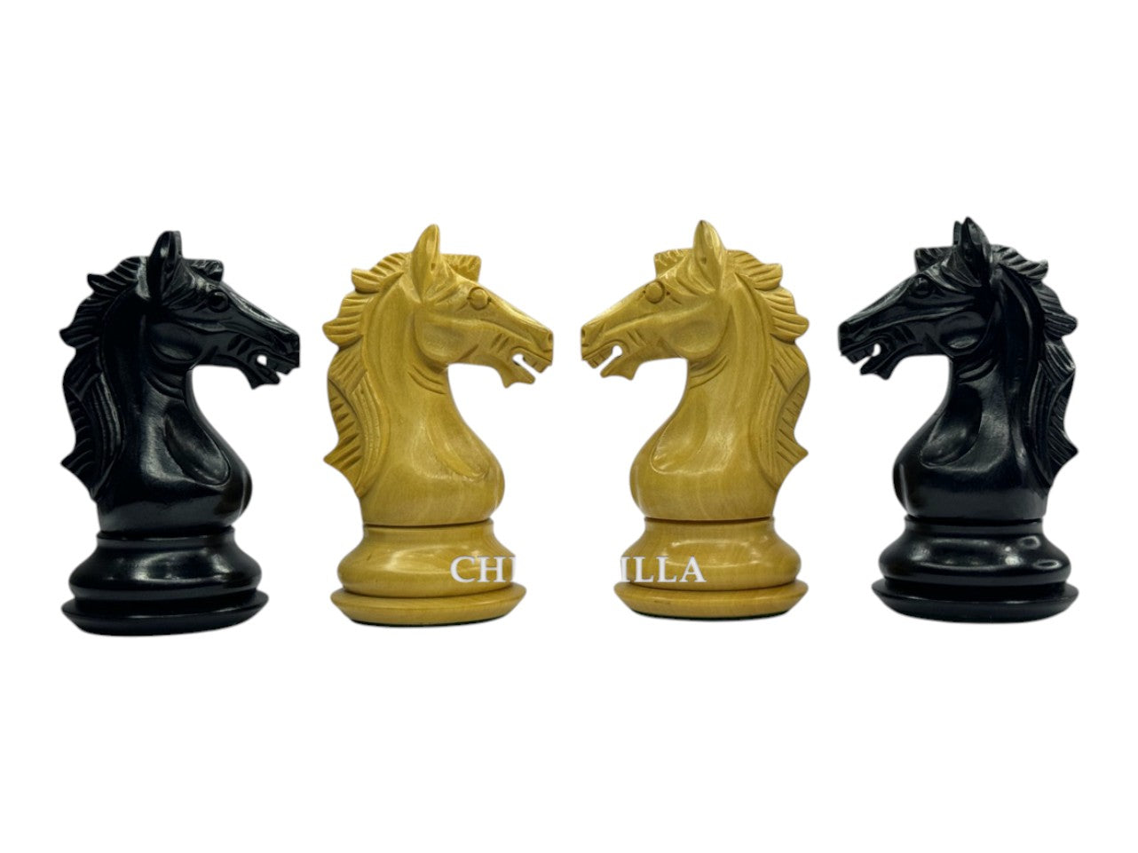 The Cremona Series Staunton Chess Pieces- 4" King- Double Weighted Ebonised Boxwood