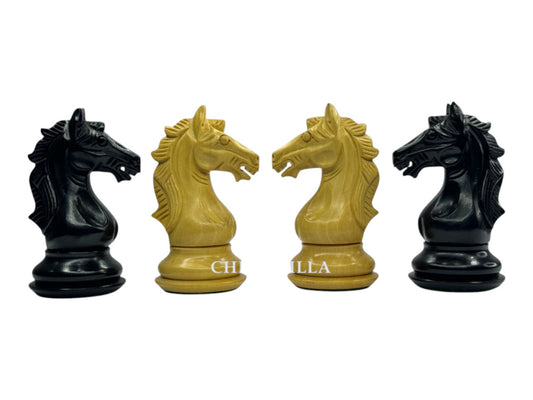 The Cremona Series Staunton Chess Pieces- 4" King- Double Weighted Ebony Wood