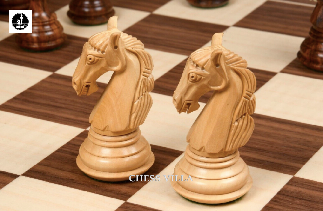 3.8" Columbian Knight Luxury Staunton Chess Pieces Only- Weighted Golden Rosewood