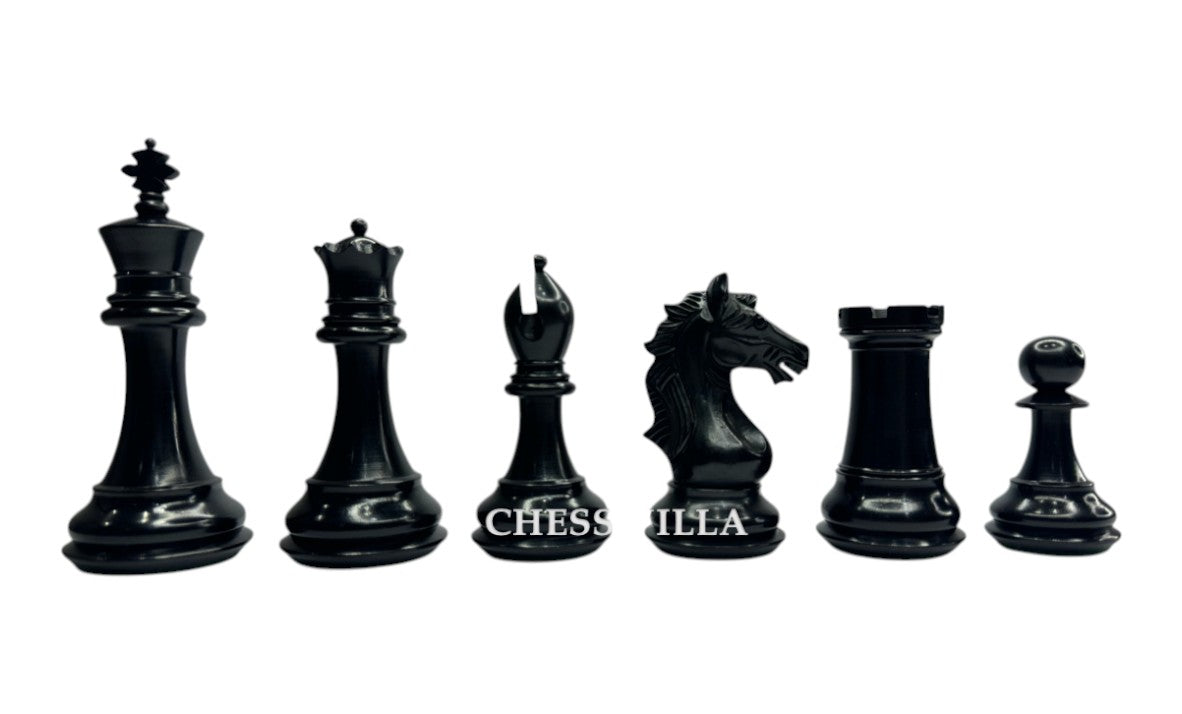 The Cremona Series Staunton Chess Pieces- 4" King- Double Weighted Ebonised Boxwood
