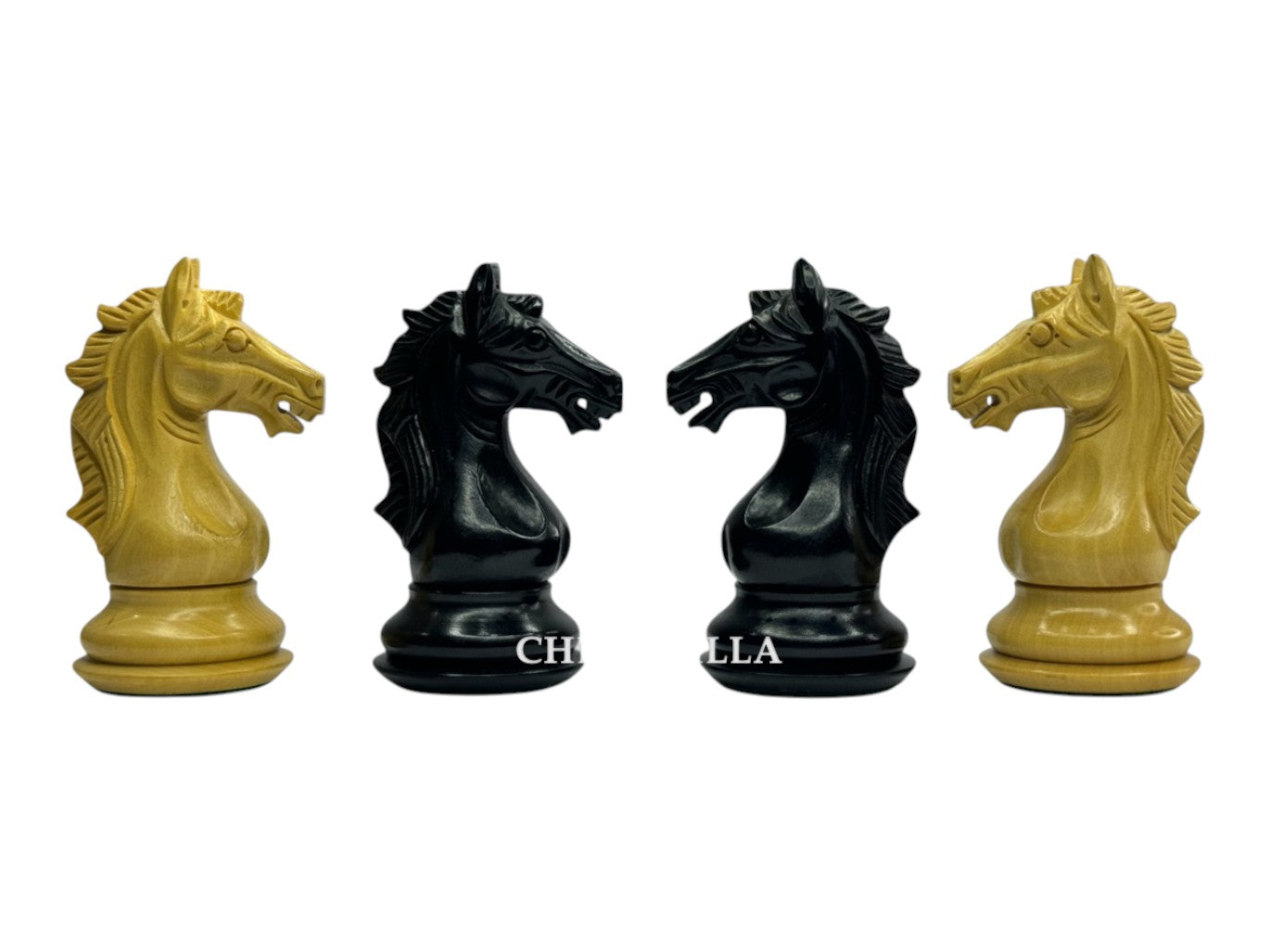 The Cremona Series Staunton Chess Pieces- 4" King- Double Weighted Ebonised Boxwood