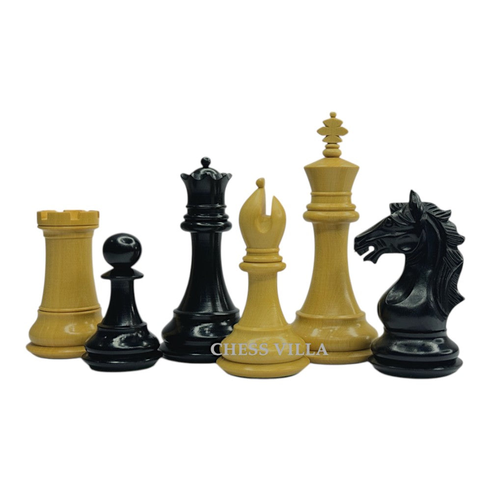 The Cremona Series Staunton Chess Pieces- 4" King- Double Weighted Ebonised Boxwood