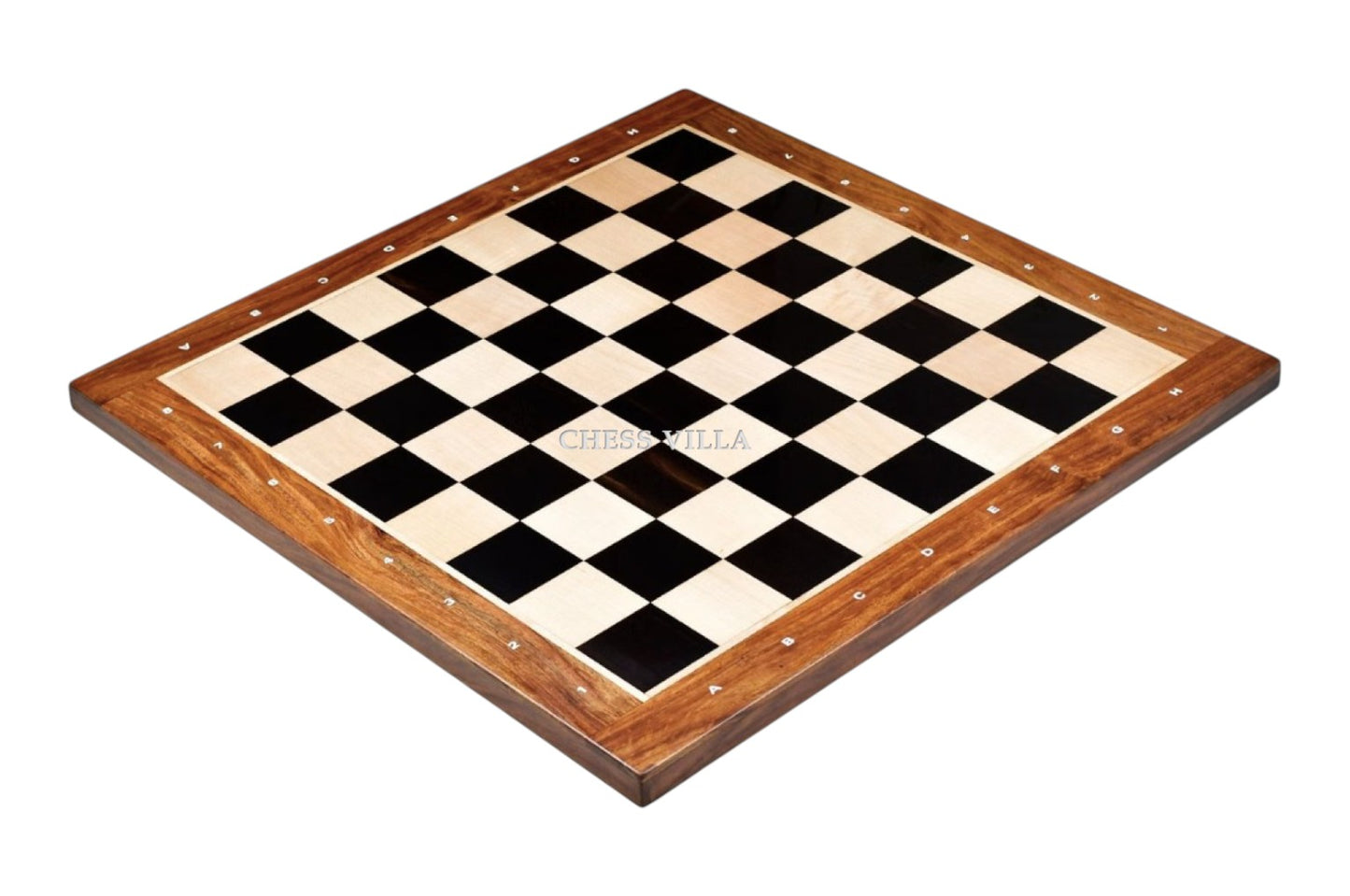 21" Grandmaster Series Ebony Wood Chess Board - Ebony Wood & Maple Wood With Golden Rosewood Border- 60 mm Square- Algebraic Notations