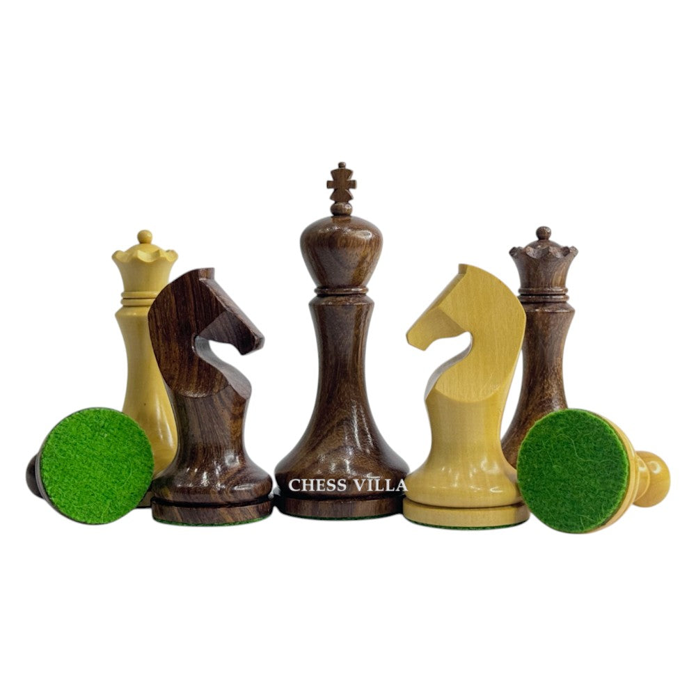 3.9" Zadar Series Modern Minimalist Chess Set - Chess Pieces Only - Weighted Golden Rosewood