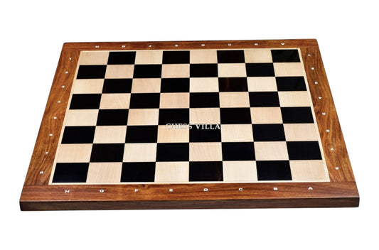 21" Grandmaster Series Ebony Wood Chess Board - Ebony Wood & Maple Wood With Golden Rosewood Border- 60 mm Square- Algebraic Notations